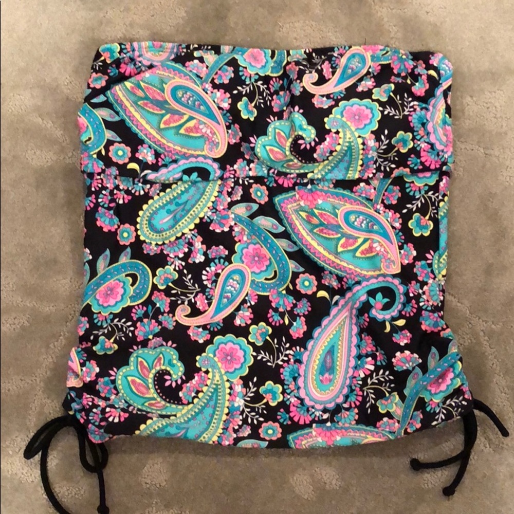 Strapless print tankini top